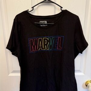 Marvel Black T-Shirt with Rainbow Logo